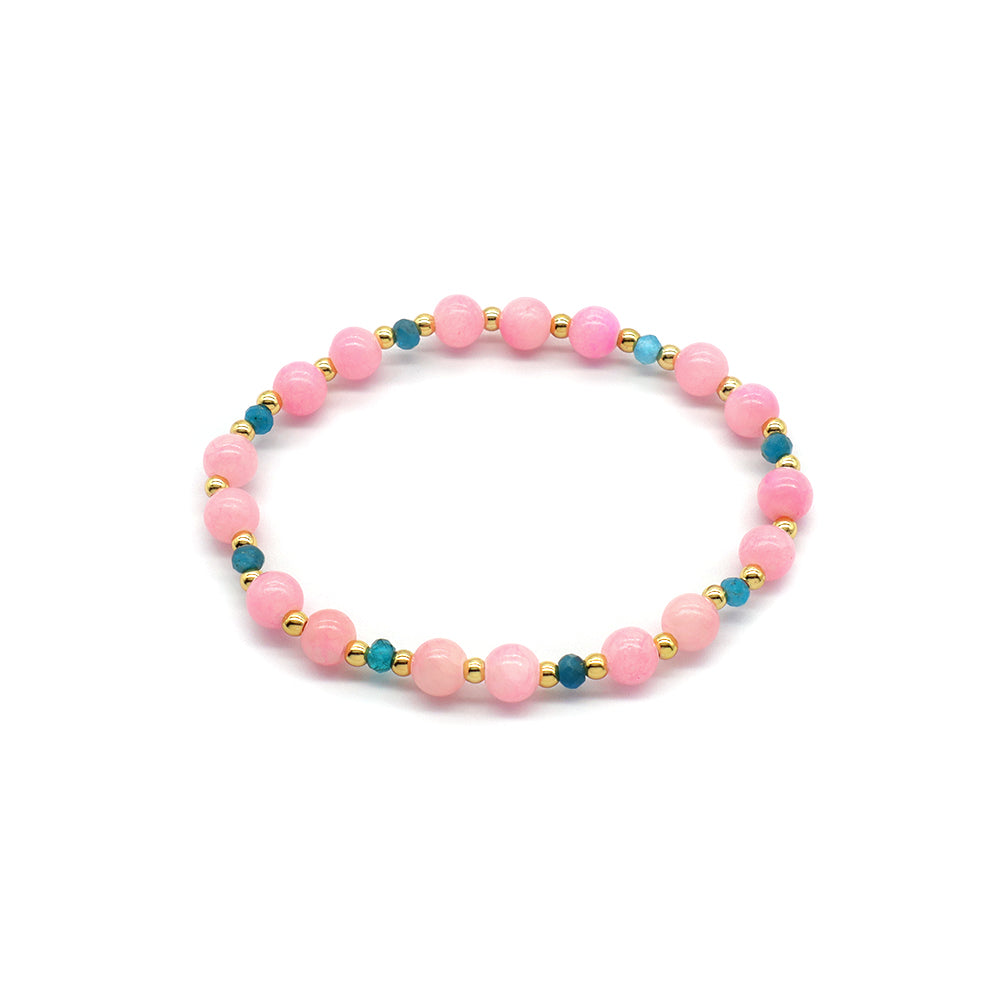 Handmade Customizable Natural Stone Beads Brass Gold Plated Bracelet