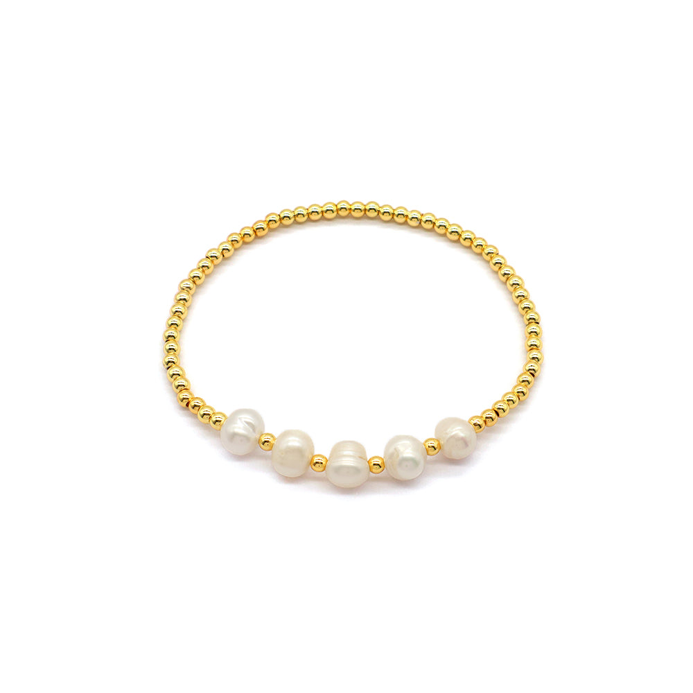 Handmade Customizable Brass Bracelet With Fresh Water Pearl Bracelet