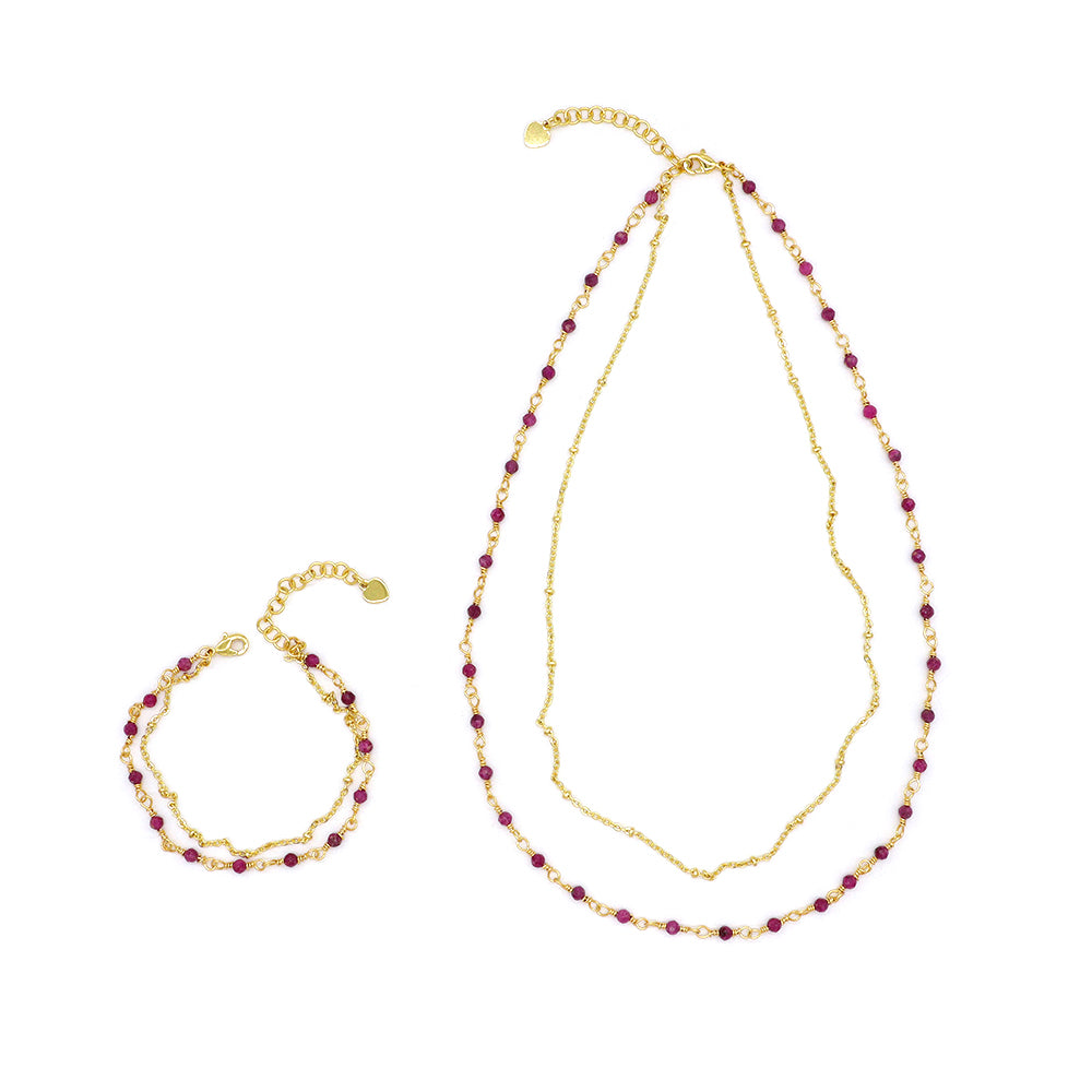 Handmade Custom Natural Stone Double Layer Necklace