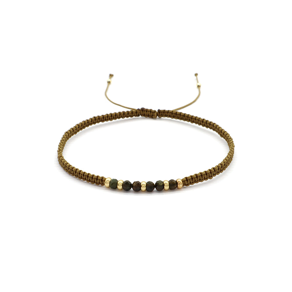 Handmade Customizable Natural Stone Brass Beads Gold Plated Bracelet