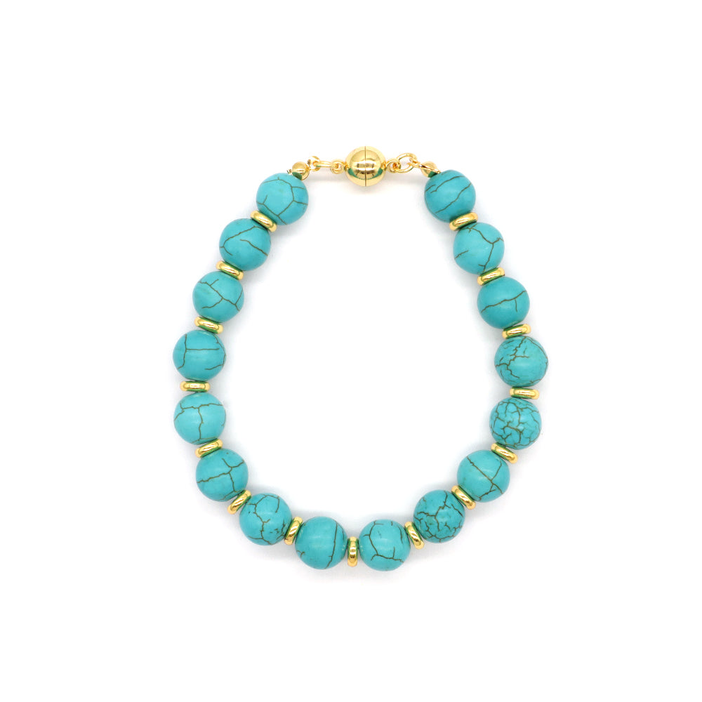 Handmade Customizable Natural Stone 6mm Brass Beads Gold Plated Bracelet