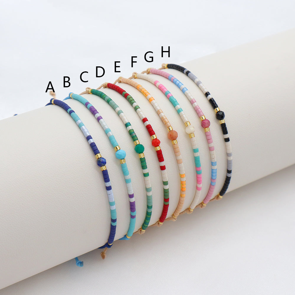 Handmade Customizable Miyuki Beads Bracelet With Natural Stone Bracelet