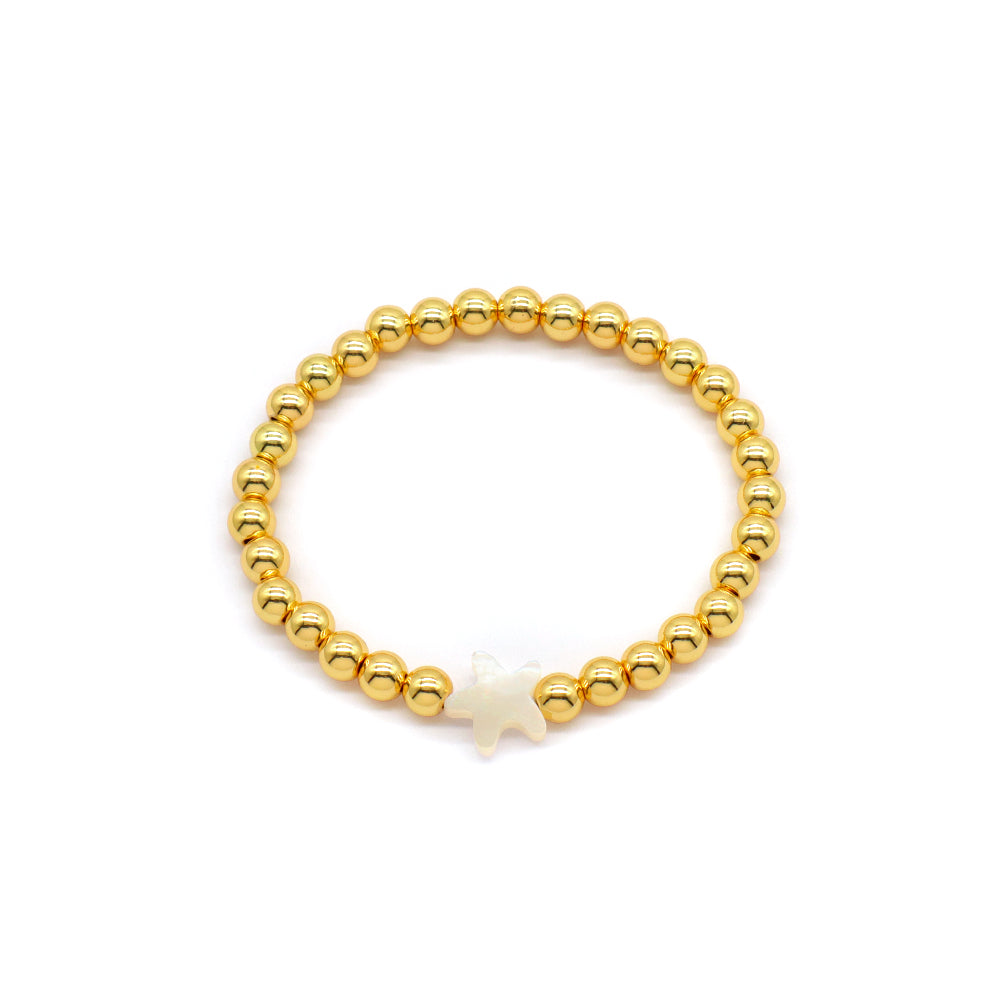 Handmade Customizable Brass Beads Bracelet With Shell Charm