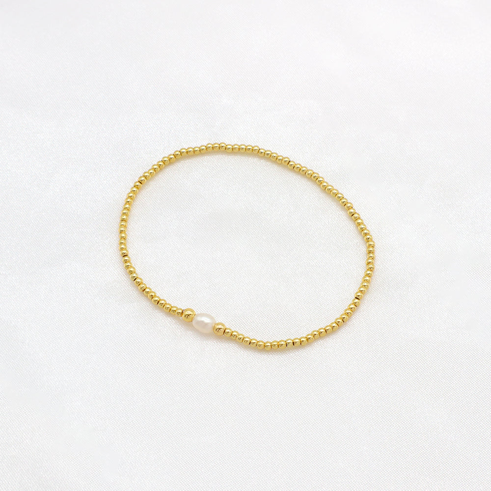 Handmade Customizable Brass Beads Bracelet With Fresh Water Pearl Bracelet