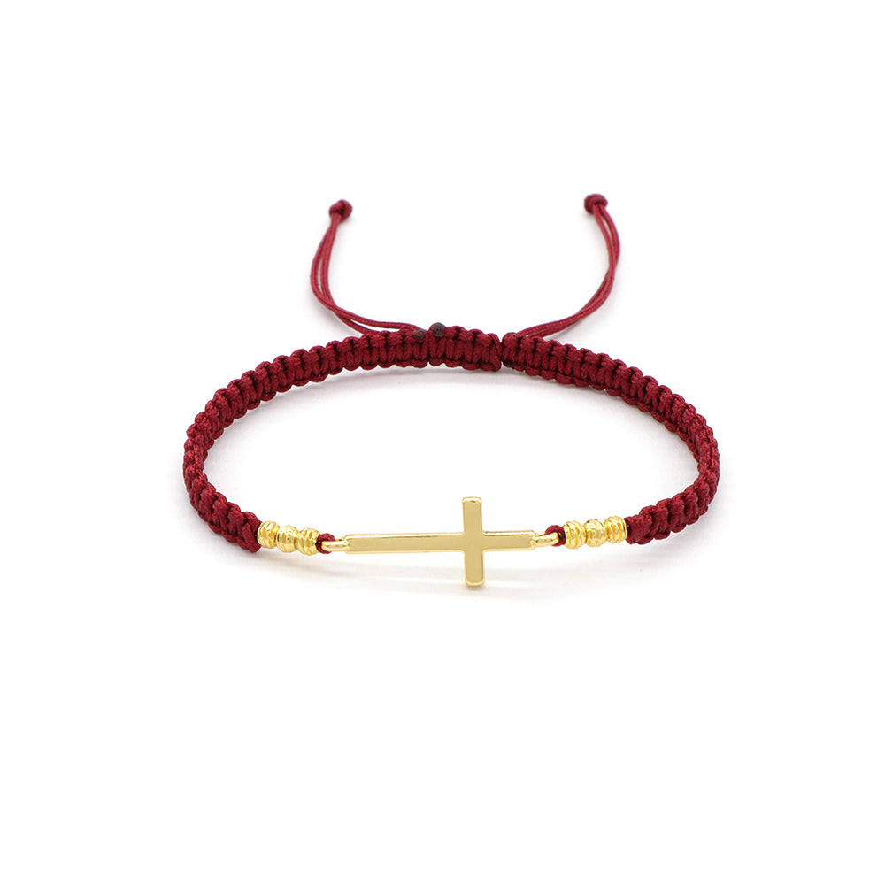 Handmade Customizable Brass Charm Bracelet With Cotton Wire Gold Plated Bracelet