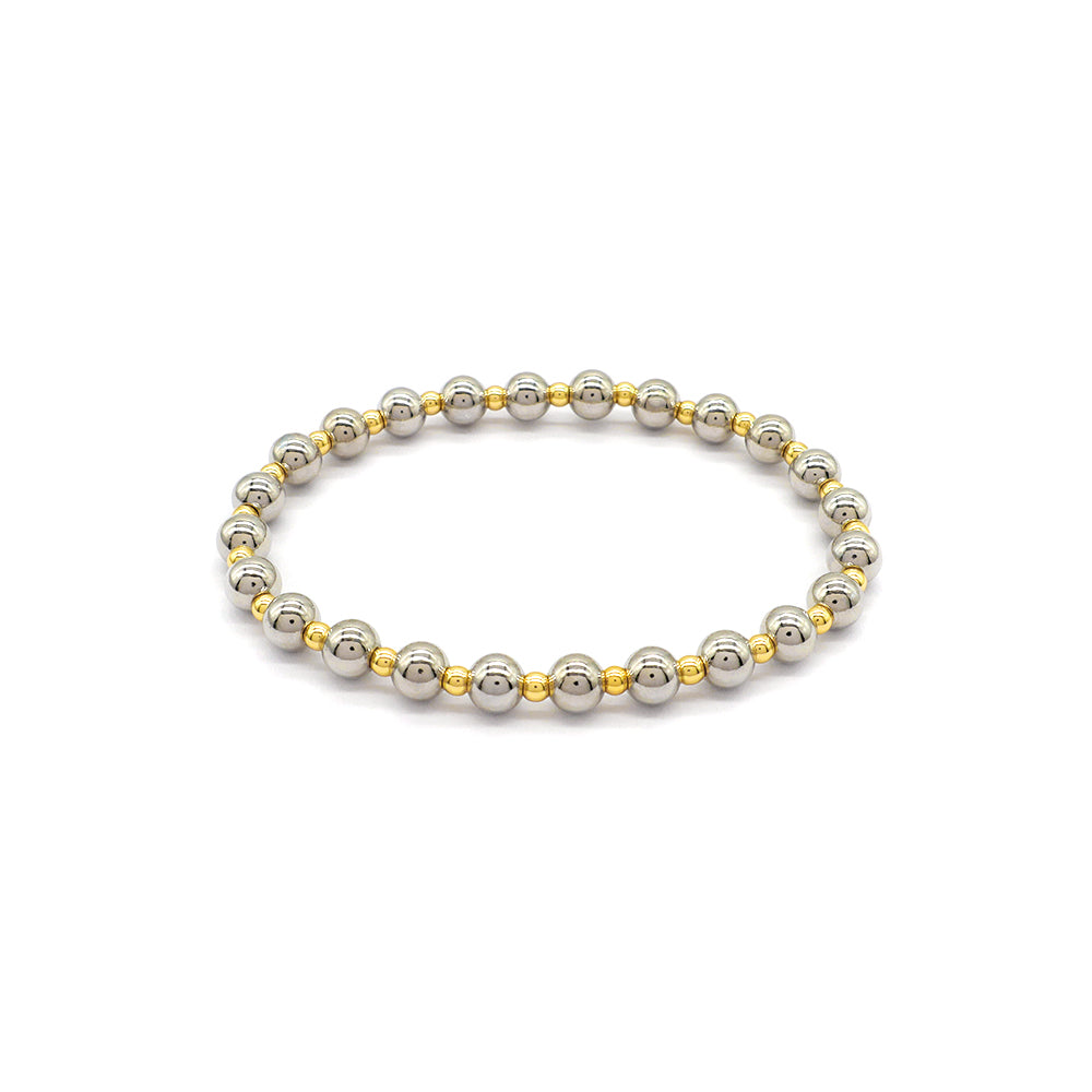 Handmade Customizable 6mm + 3mm Brass Beads Gold Plated Bracelet