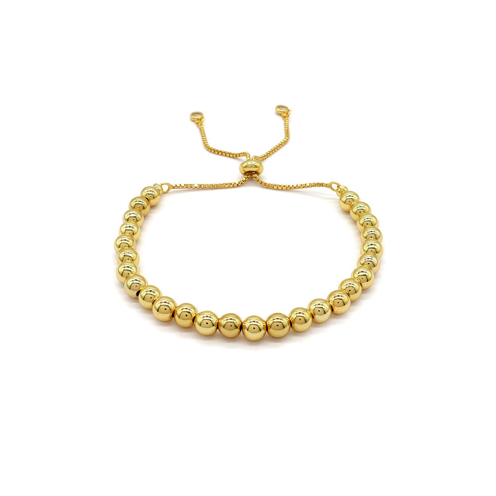 Handmade Customizable 3~6mm Brass Beads Ajustable Gold Plated Bracelet