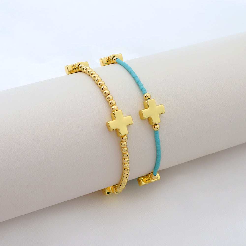 Handmade Customizable Miyuki Bracelet With Brass Charms Brass Bracelet
