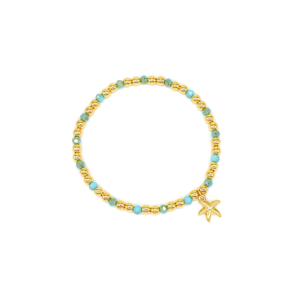 Handmade Customizable Glass Crystal Bracelet With Brass Pendant Gold Plated Bracelet