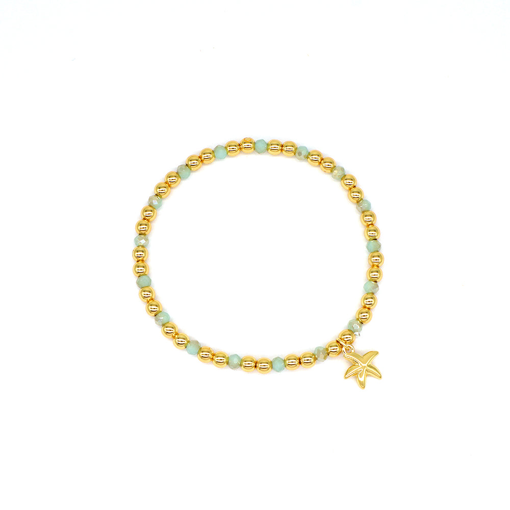 Handmade Customizable Glass Crystal Bracelet With Brass Pendant Gold Plated Bracelet