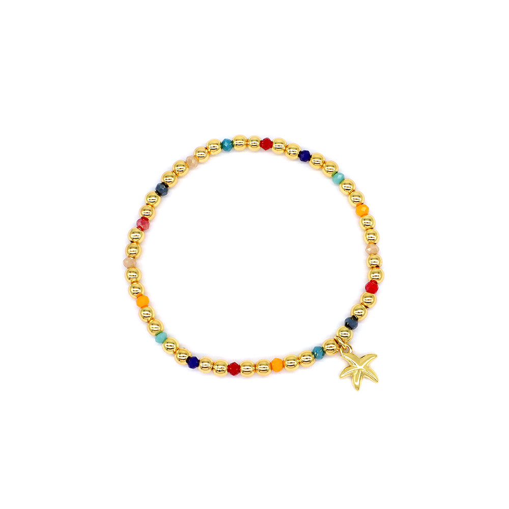 Handmade Customizable Glass Crystal Bracelet With Brass Pendant Gold Plated Bracelet