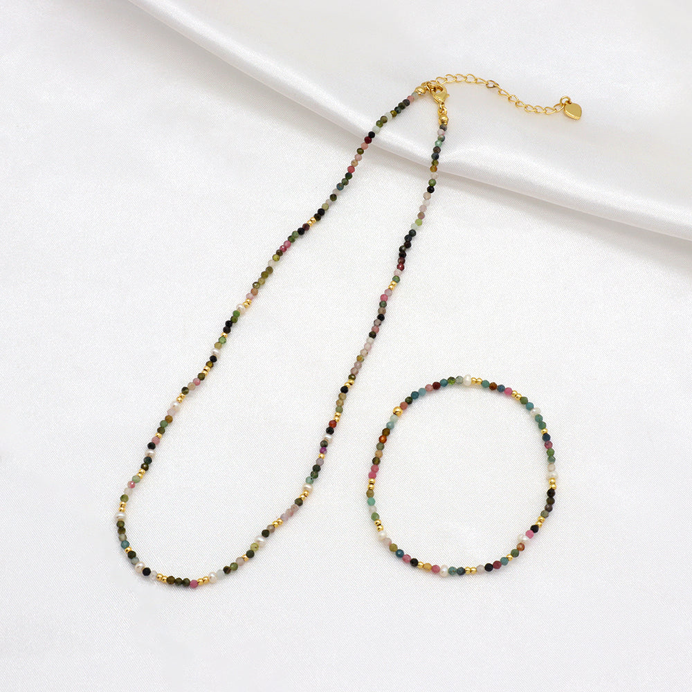 Handmade Customizable Tourmaline Bracelet With Fresh Water Pearl Bracelet