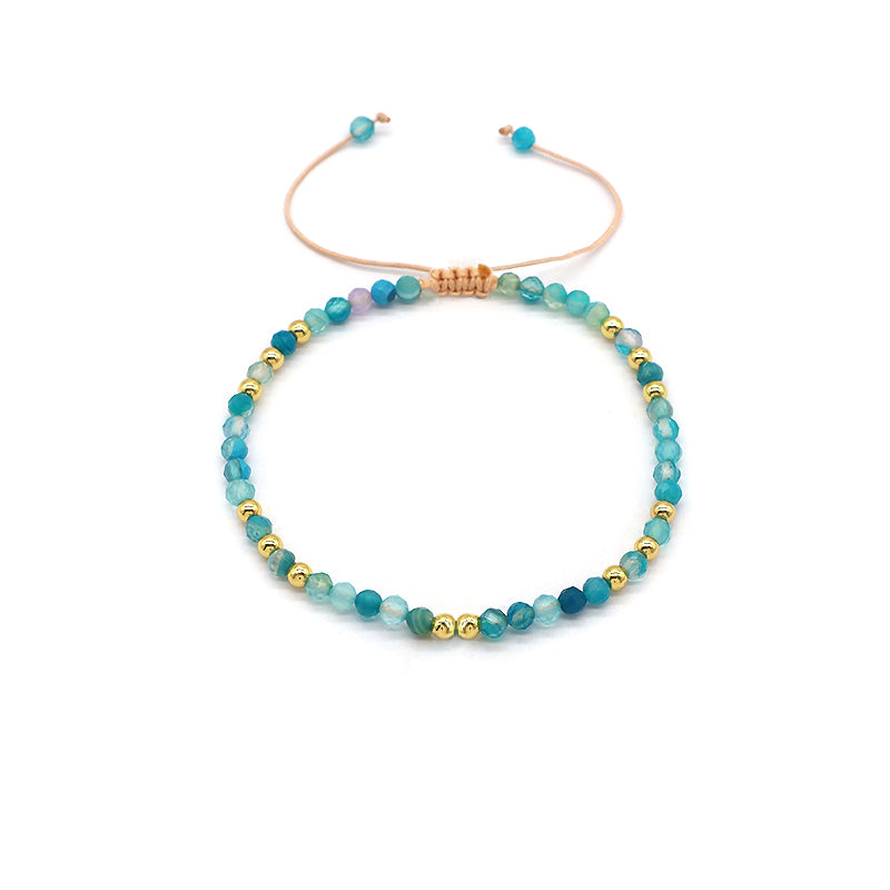 Handmade Customizable Natural Stone Beads Bracelet With 925 Sterling Silver Pendant