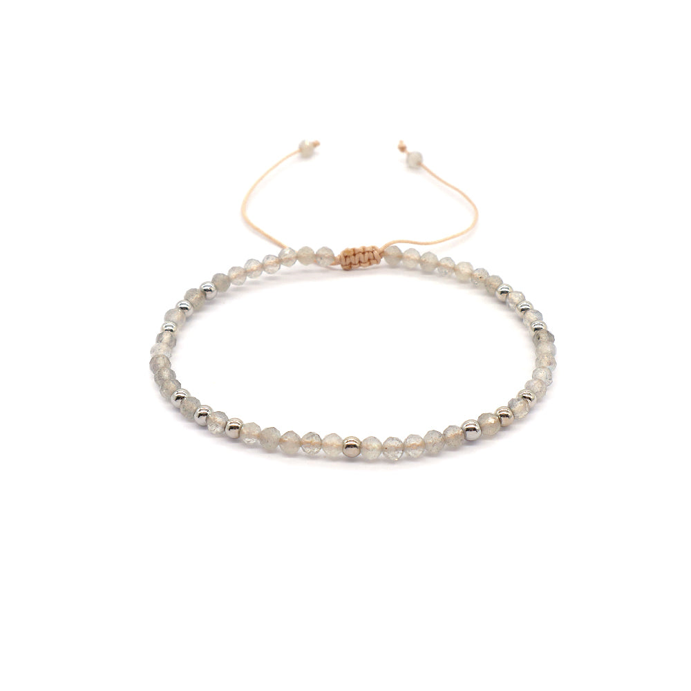 Handmade Customizable Natural Stone Beads Bracelet With 925 Sterling Silver Pendant