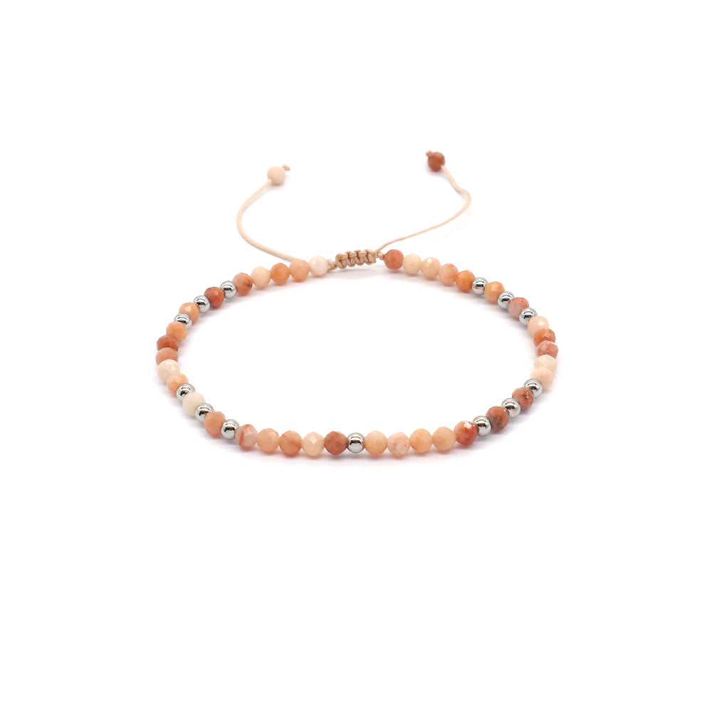 Handmade Customizable Natural Stone Beads Bracelet With 925 Sterling Silver Pendant