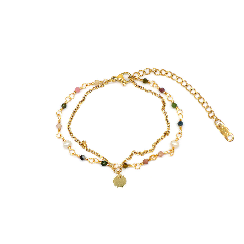 Handmade Customizable Natural Stone Double Layer Bracelet