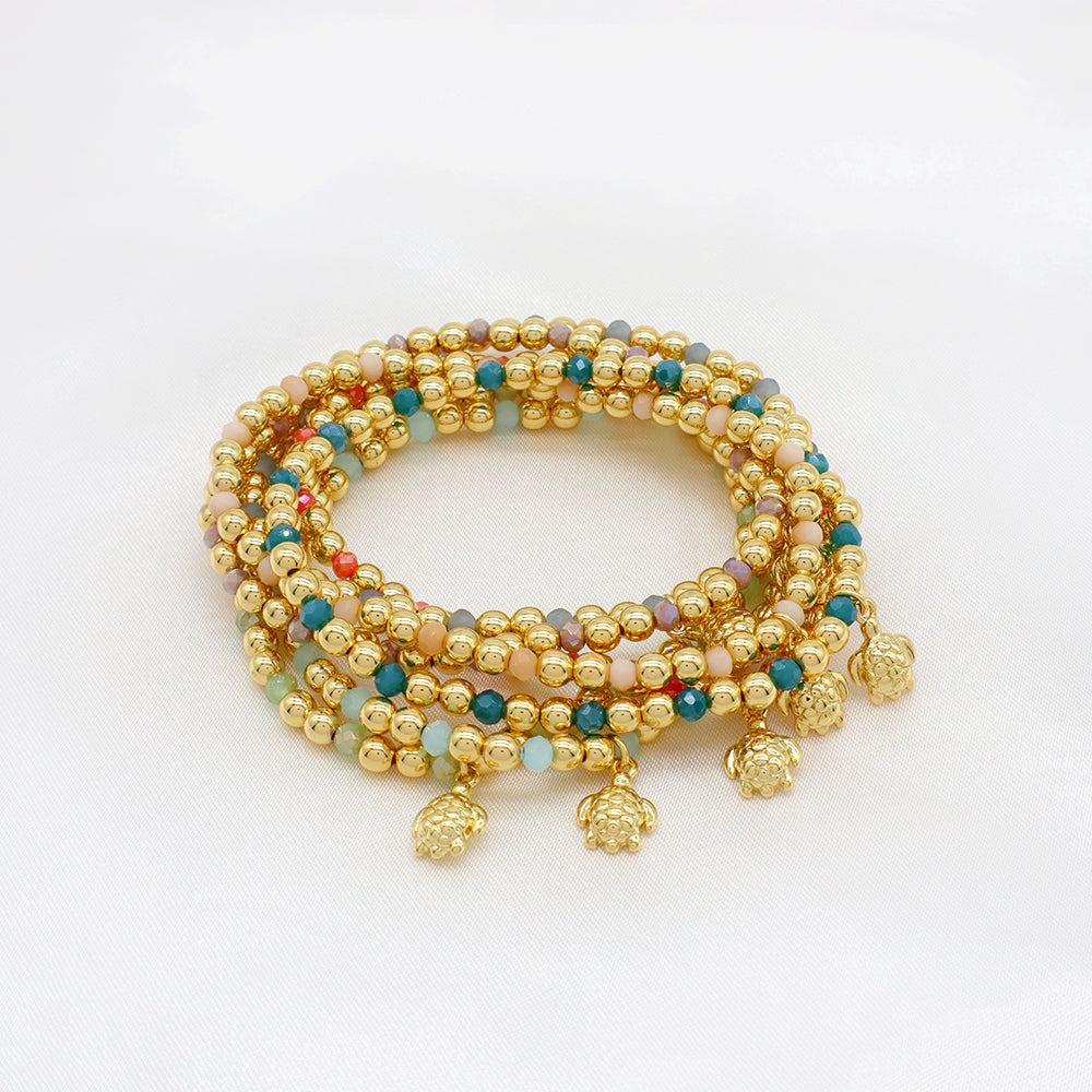Handmade Customizable Glass Crystal Bracelet With Brass Pendant Gold Plated Bracelet