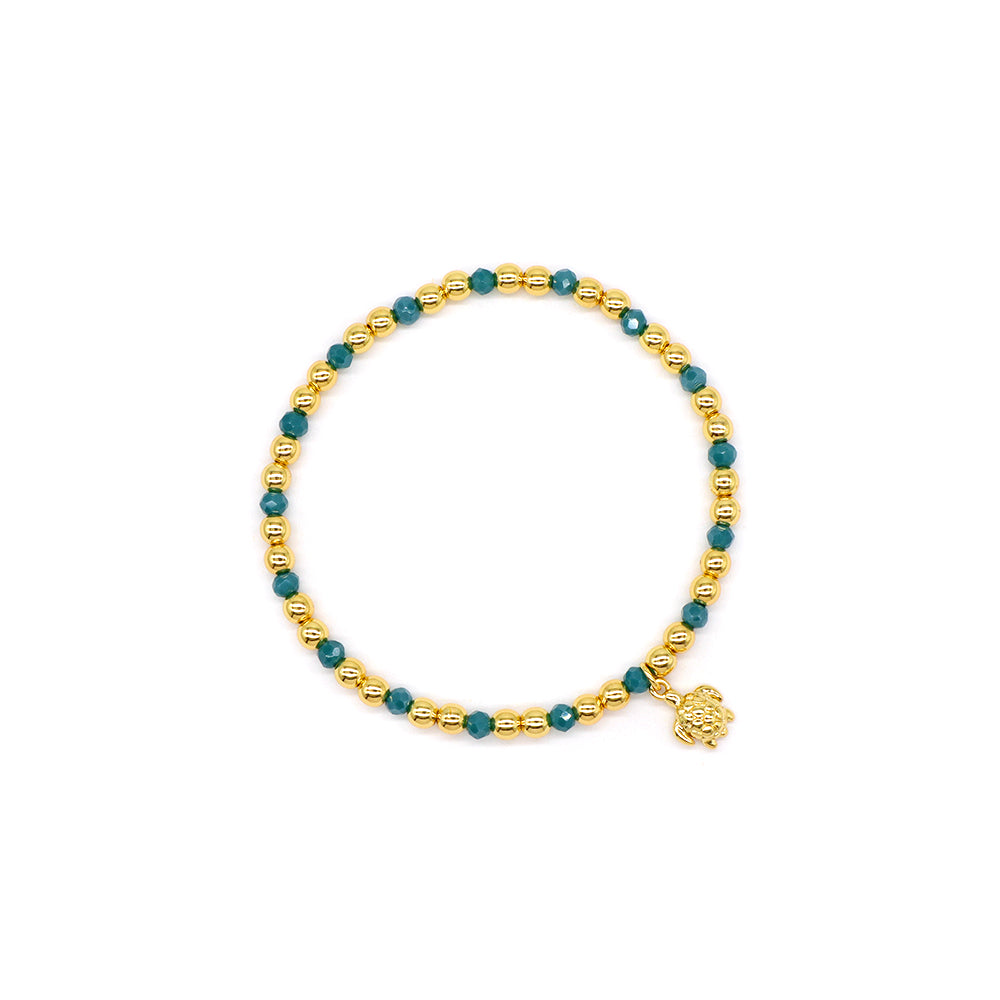 Handmade Customizable Glass Crystal Bracelet With Brass Pendant Gold Plated Bracelet