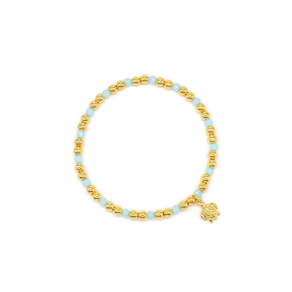 Handmade Customizable Glass Crystal Bracelet With Brass Pendant Gold Plated Bracelet