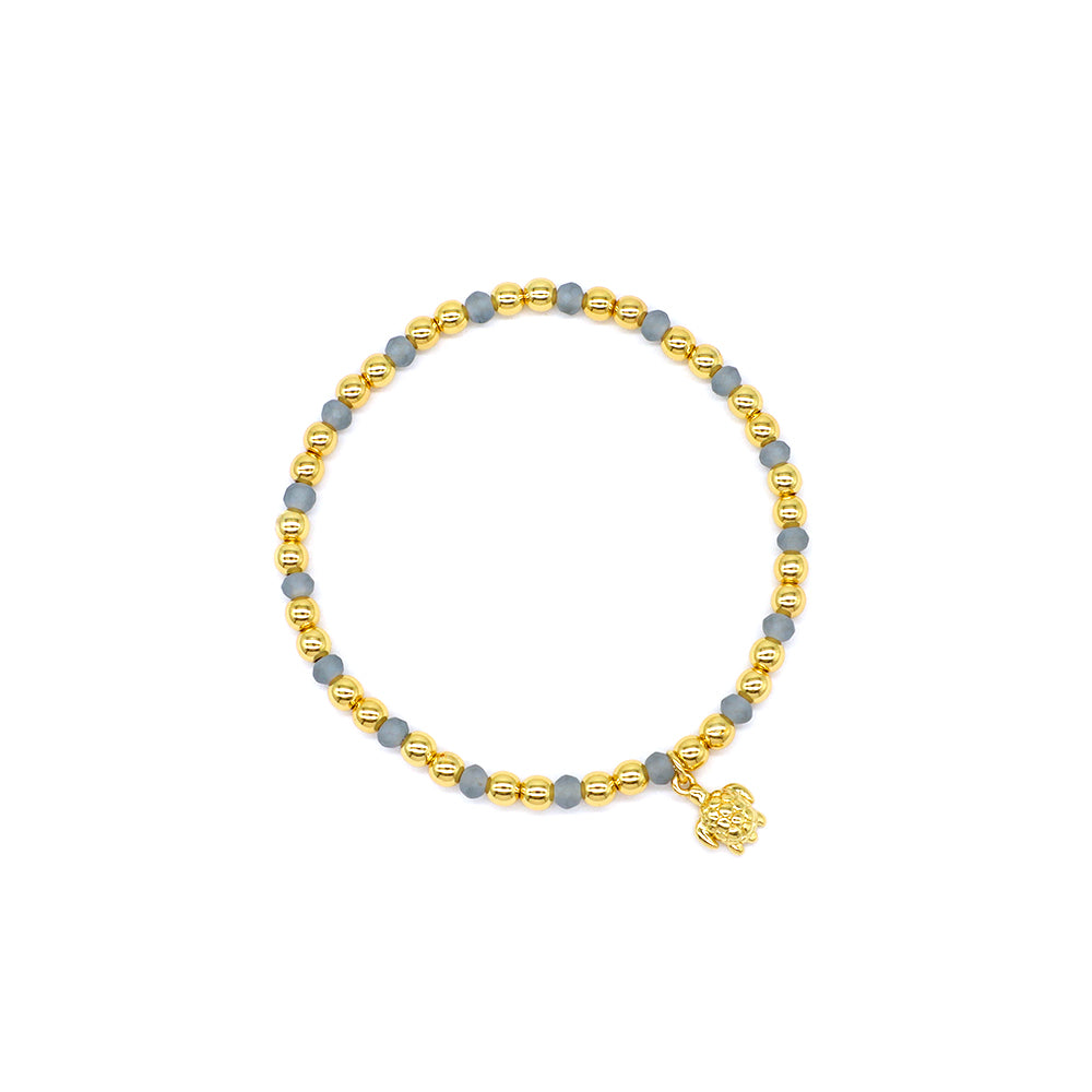 Handmade Customizable Glass Crystal Bracelet With Brass Pendant Gold Plated Bracelet