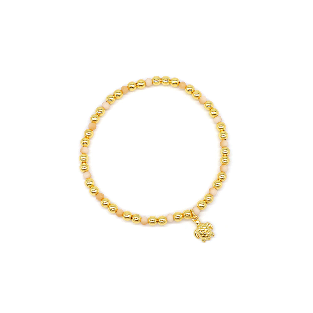Handmade Customizable Glass Crystal Bracelet With Brass Pendant Gold Plated Bracelet