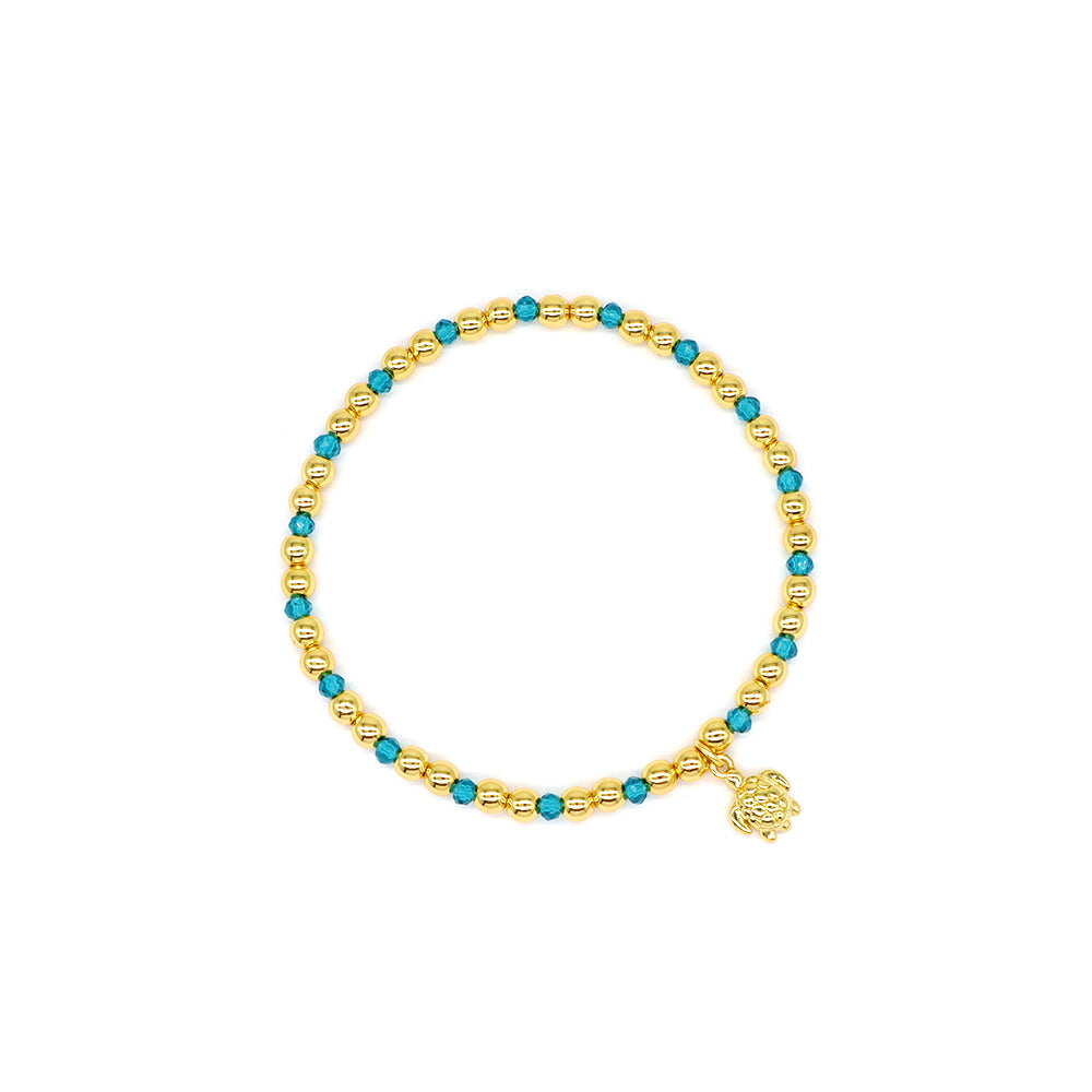 Handmade Customizable Glass Crystal Bracelet With Brass Pendant Gold Plated Bracelet