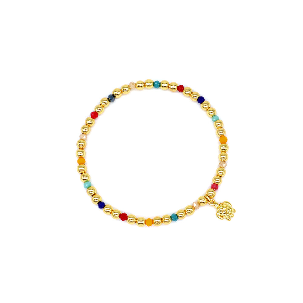 Handmade Customizable Glass Crystal Bracelet With Brass Pendant Gold Plated Bracelet