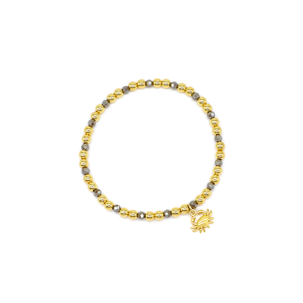 Handmade Customizable Glass Crystal Bracelet With Brass Pendant Gold Plated Bracelet
