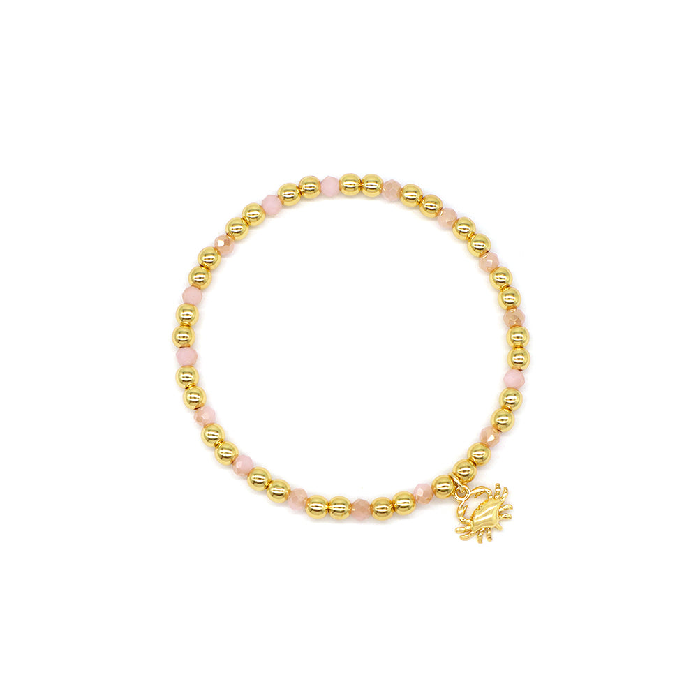 Handmade Customizable Glass Crystal Bracelet With Brass Pendant Gold Plated Bracelet