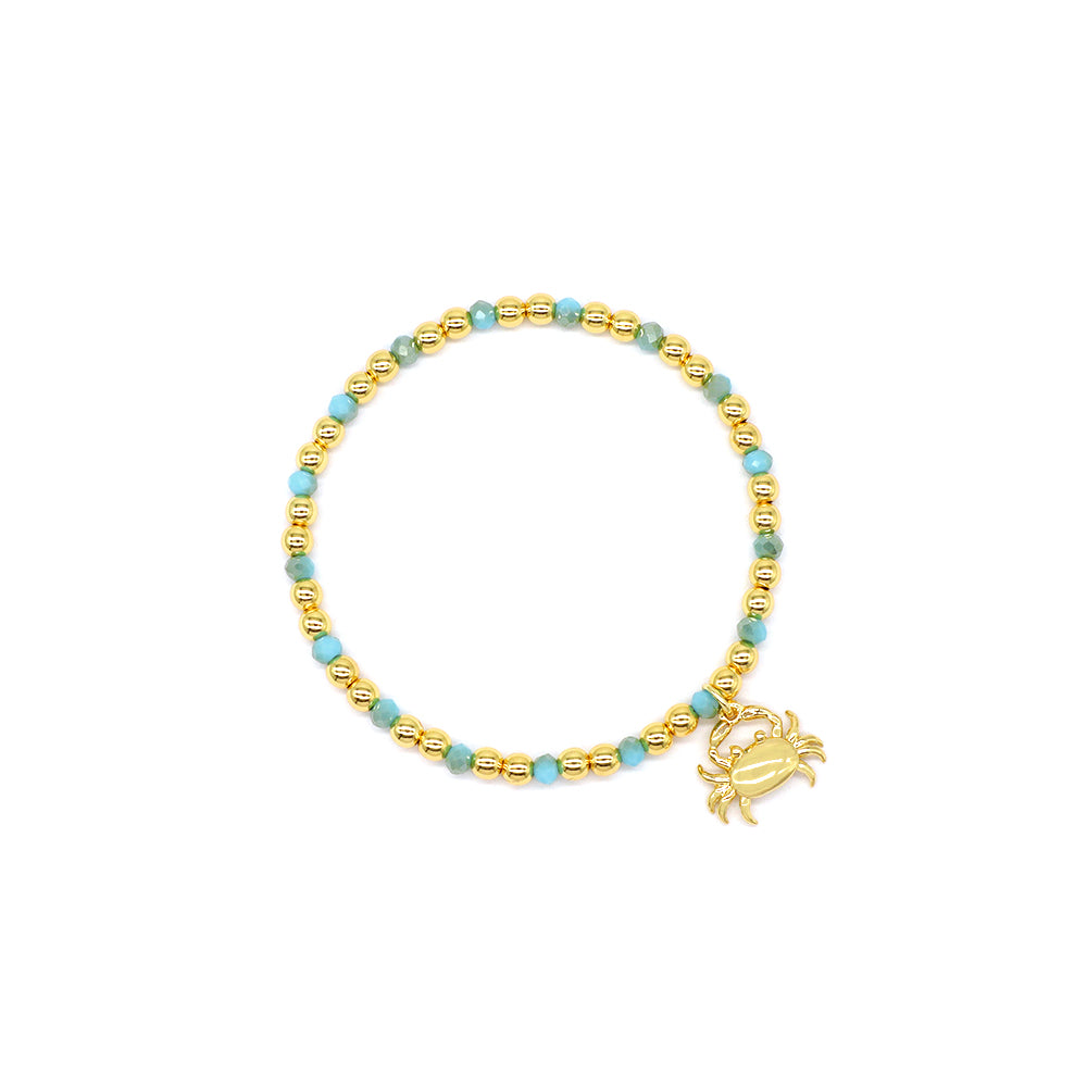 Handmade Customizable Glass Crystal Bracelet With Brass Pendant Gold Plated Bracelet