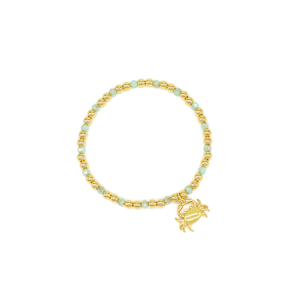 Handmade Customizable Glass Crystal Bracelet With Brass Pendant Gold Plated Bracelet