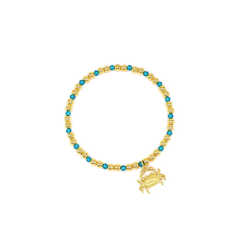 Handmade Customizable Glass Crystal Bracelet With Brass Pendant Gold Plated Bracelet