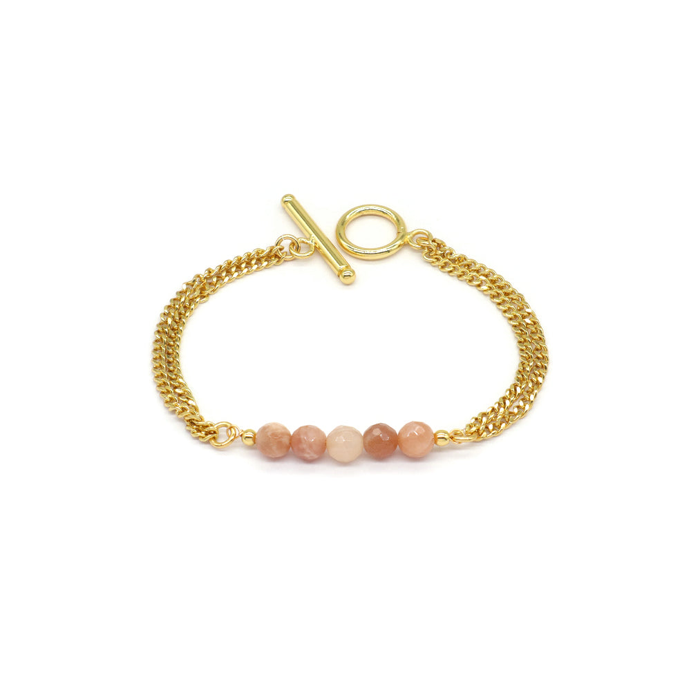 Handmade Customizable Fresh Water Pearl Natural Stone Bracelet With Brass Chain