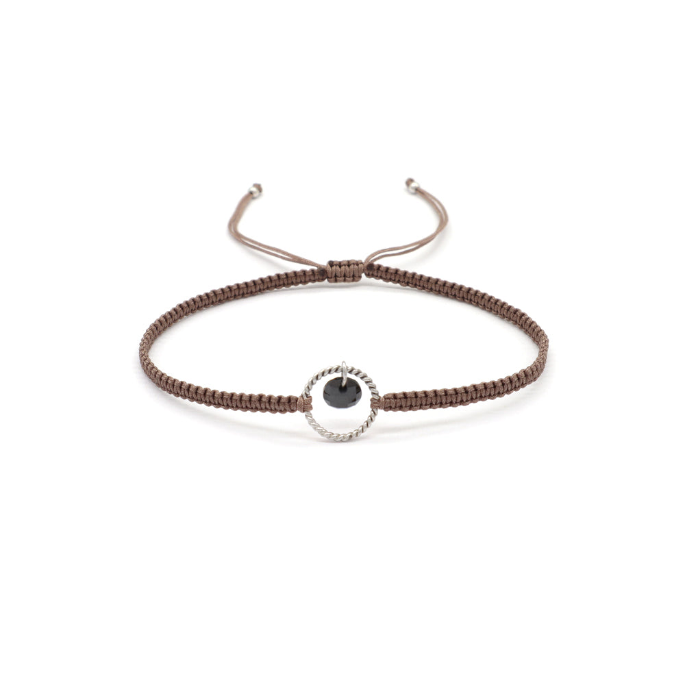 Handmade 925 Sterling Silver CZ Charm Cotton Thread Braided Rope Bracelet