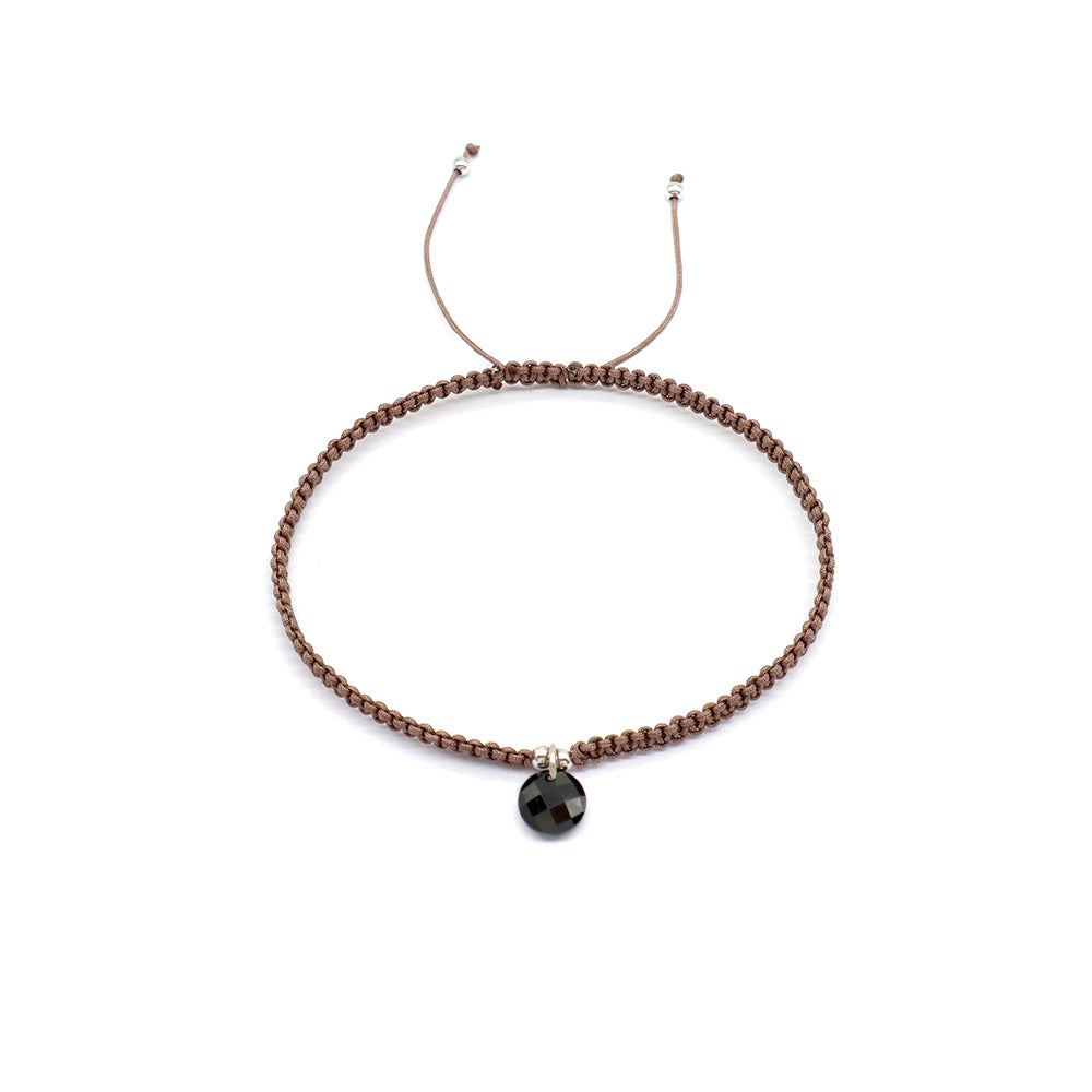 Handmade 925 Sterling Silver CZ Charm Cotton Thread Braided Rope Bracelet