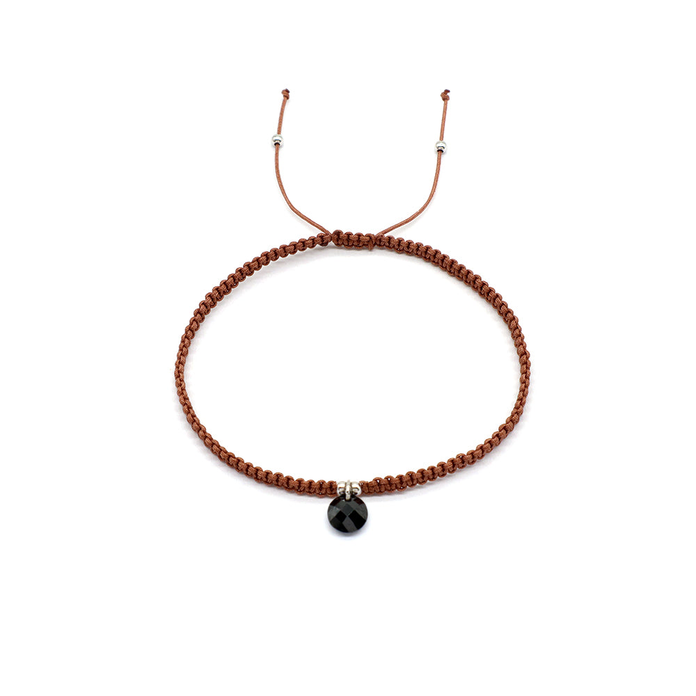 Handmade 925 Sterling Silver CZ Charm Cotton Thread Braided Rope Bracelet