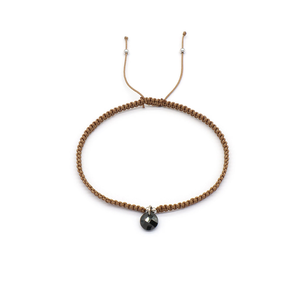 Handmade 925 Sterling Silver CZ Charm Cotton Thread Braided Rope Bracelet