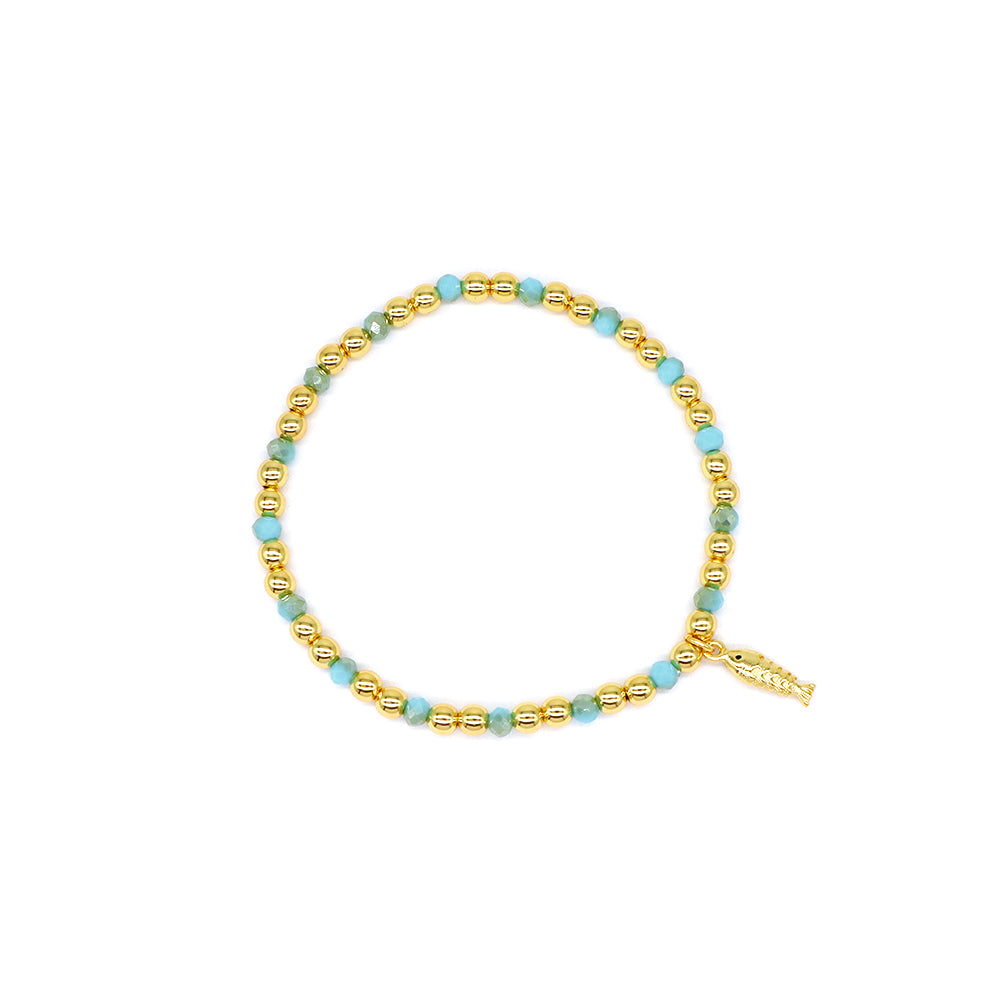 Handmade Customizable Glass Crystal Bracelet With Brass Pendant Gold Plated Bracelet
