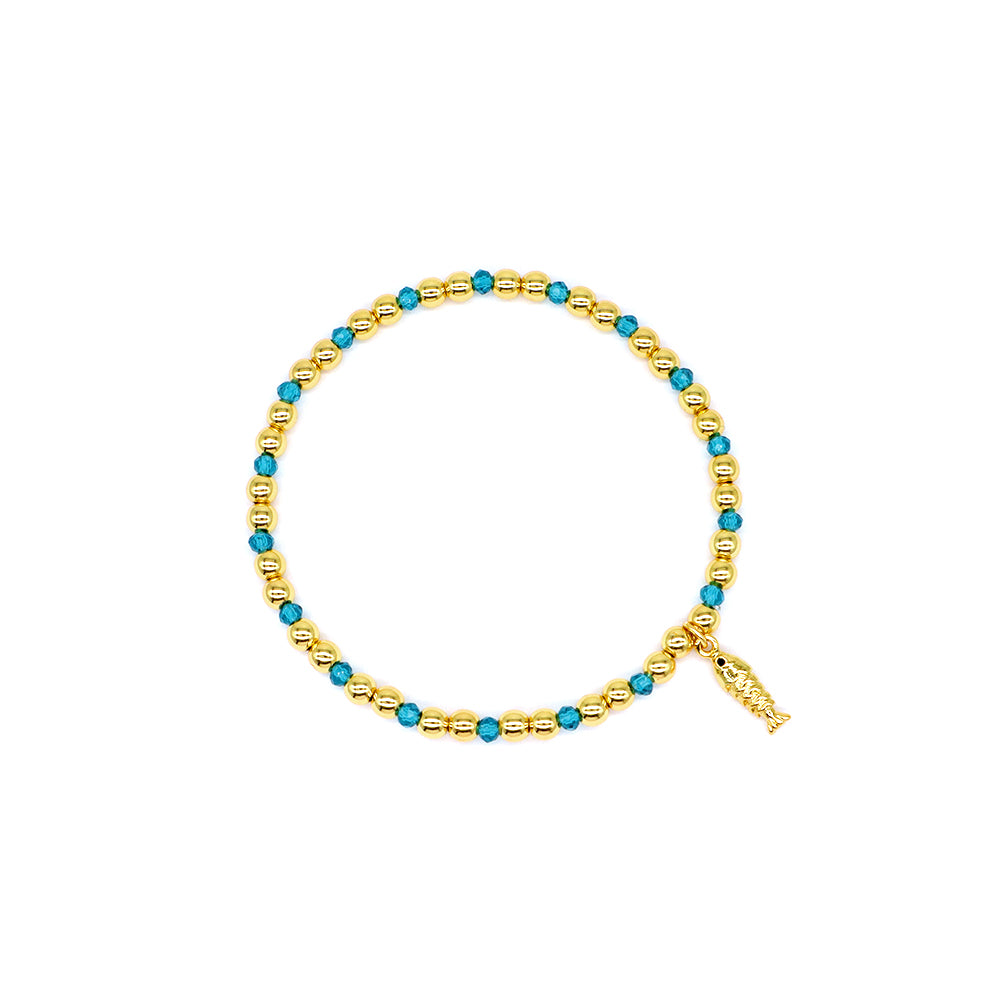 Handmade Customizable Glass Crystal Bracelet With Brass Pendant Gold Plated Bracelet