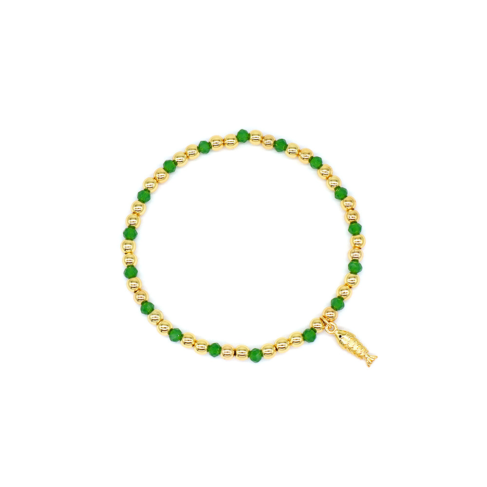 Handmade Customizable Glass Crystal Bracelet With Brass Pendant Gold Plated Bracelet