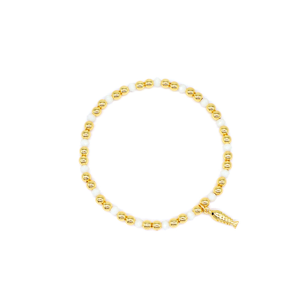 Handmade Customizable Glass Crystal Bracelet With Brass Pendant Gold Plated Bracelet