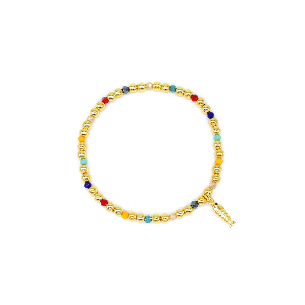 Handmade Customizable Glass Crystal Bracelet With Brass Pendant Gold Plated Bracelet