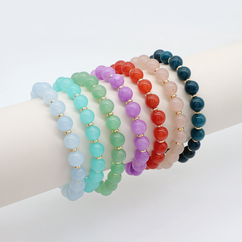 Handmade Customizable 8mm Natural Stone Beads Bracelet