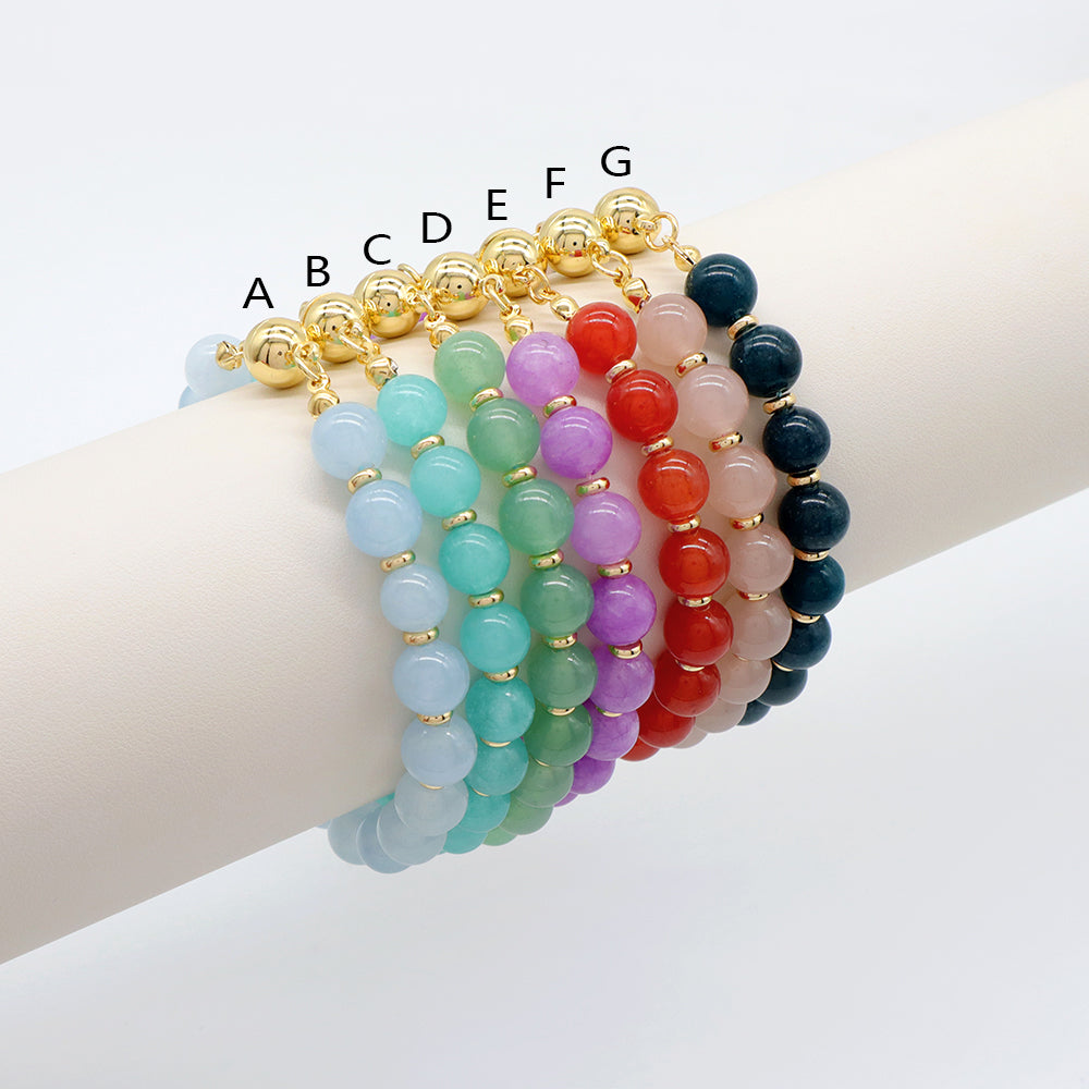 Handmade Customizable 8mm Natural Stone Beads Bracelet