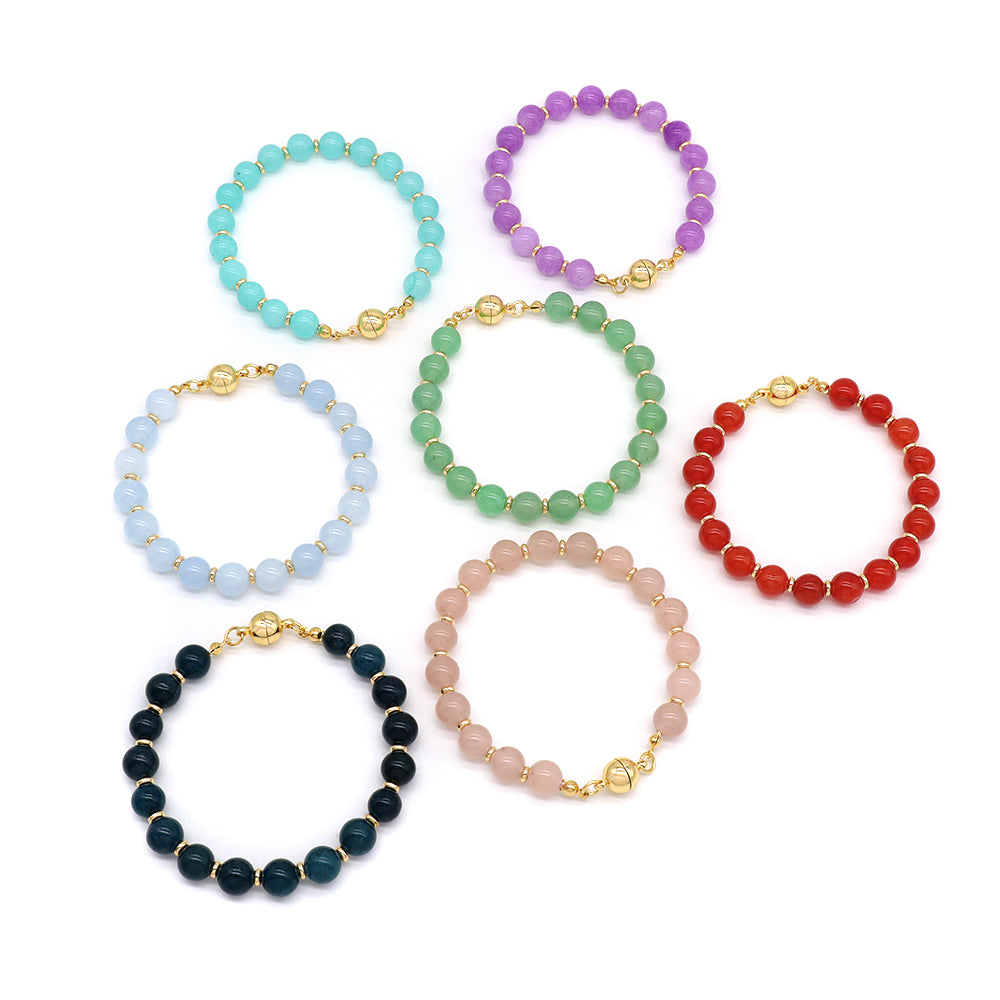 Handmade Customizable 8mm Natural Stone Beads Bracelet
