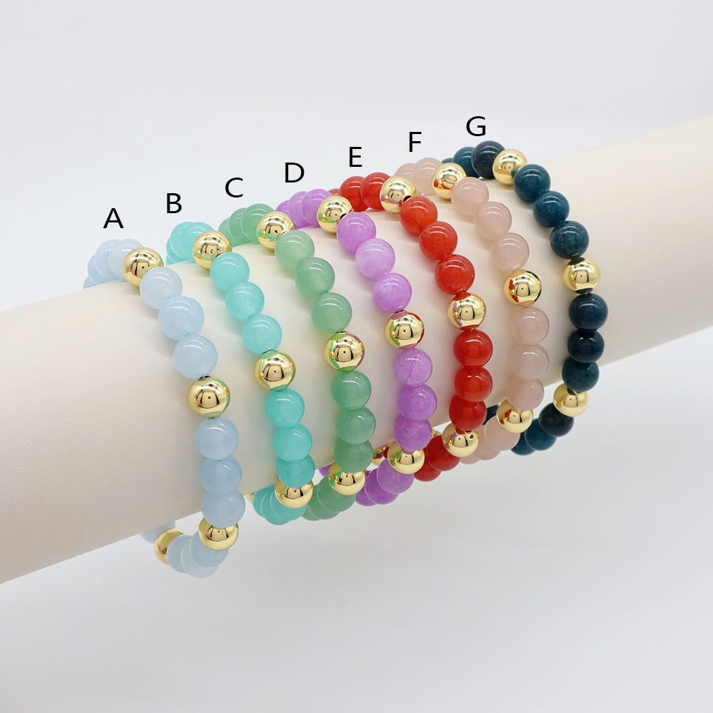 Handmade Customizable 8mm Natural Stone Beads Bracelet