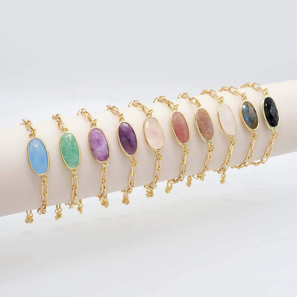 Handmade Customizable Ajustable Natural Stone Charm Bracelet