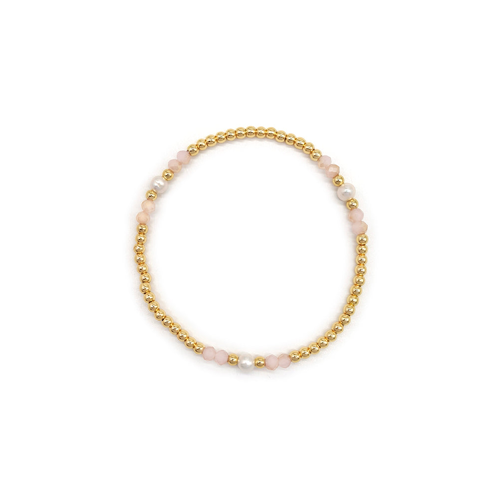 Handmade Customizable Glass Crystal Beads Brass Bracelet With Fresh Water Pearl