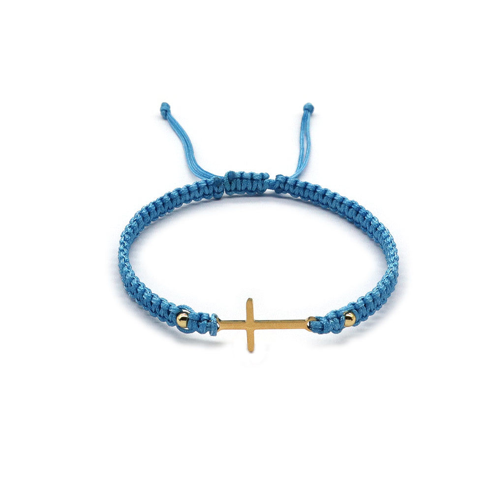 Handmade Customizable Stainless Steel Charm Cotton Thread Bracelet