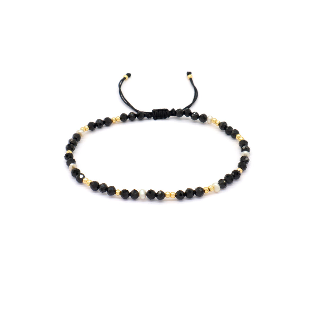 Handmade Customizable Natural Stone Fresh Water Pearl Brass/Silver Beads Bracelet